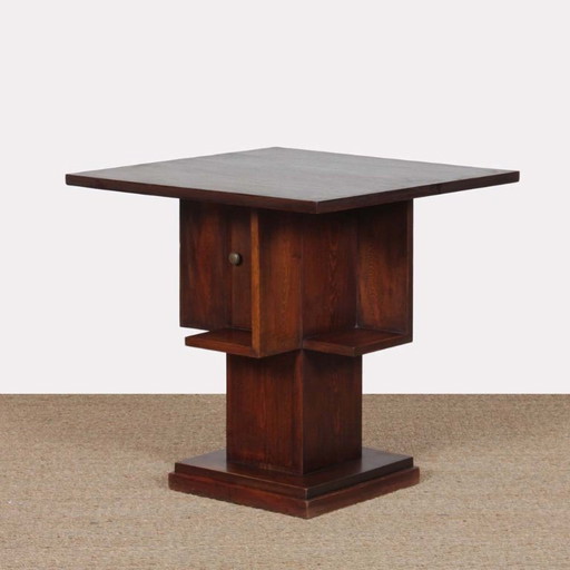 Geometric wooden side table dating from the 1940s