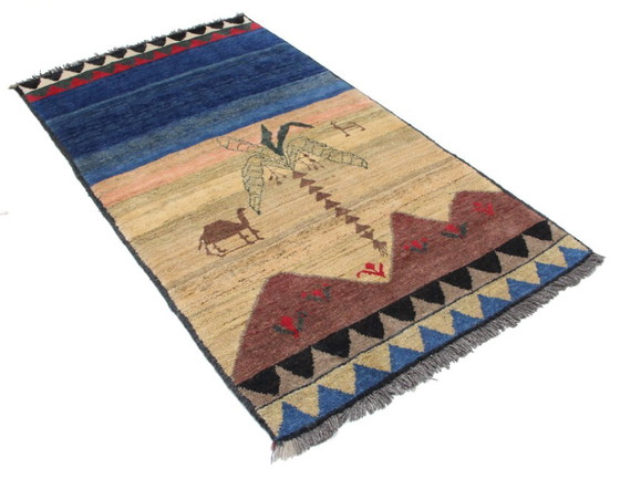 Image 1 of Tappeto orientale persiano Gabbeh Ghashghai originale, 201 cm x 110 cm, naturale antico