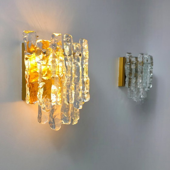 Image 1 of Set di lampade da parete Kalmar Franken in vetro ghiacciato, anni '70, metà secolo