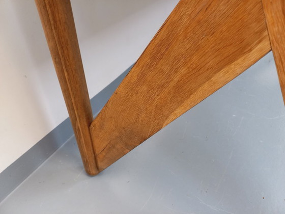 Image 1 of Exceptional suite of a large rectangular table and 4 vintage Brutalist chairs in solid oak from the 60s