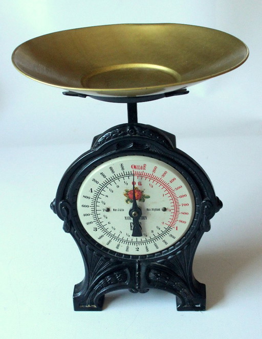 Alte Küchenwaage EKS Schweden - Zuwiegefunktion 5 kg – decoratieve objecten, Metal (photo 2 of 6)