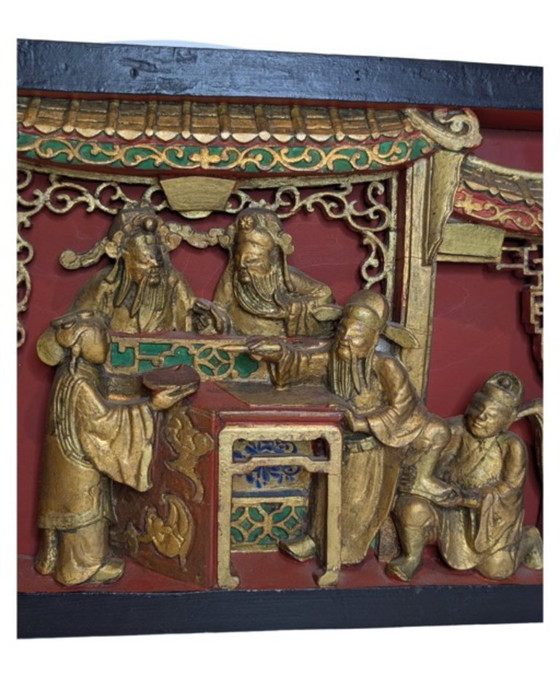 Monumentales chinesisches vergoldetes Holzschnitzpaneel – 19. Jahrhundert – Wanddekoration, Wood (photo 4 of 7)