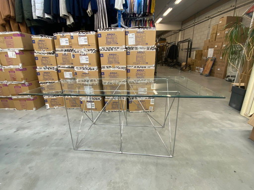 2x Vintage glass table with iron frame 1970 Max Sauze