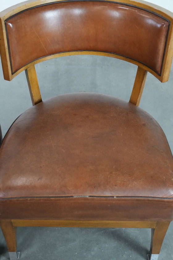 Image 1 of 4 x Poltrona/poltrona da cocktail dal design vintage realizzata in pelle di pecora