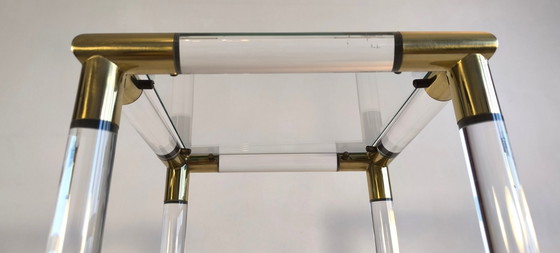 Image 1 of 😍✨ Excepcional soporte de columna de Charles Hollis Jones en Lucite y latón, década de 1970 ✨😍