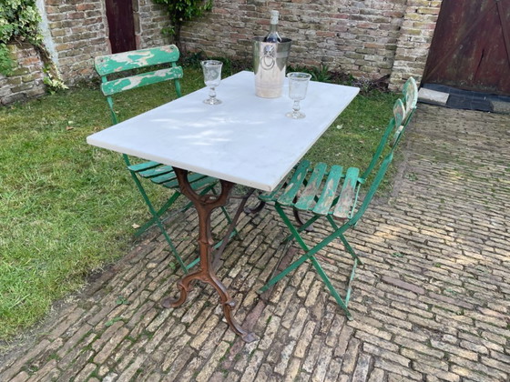 Image 1 of Tavolo da giardino Tavolo da bistrot con marmo antico francese