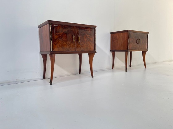 Image 1 of 1950s Italian Mid-Century pair of side cabinets - night stands
