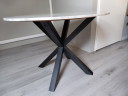 Design eettafel rond marmer blad 110cm | zwart onderstel