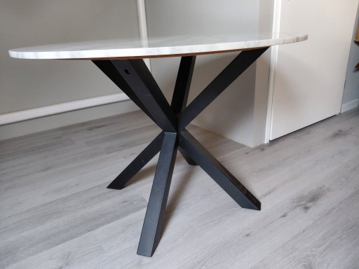 Designer dining table round marble top 110cm | black base