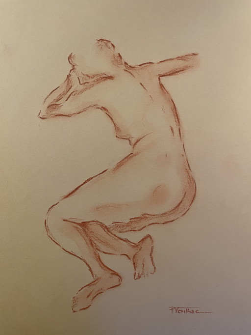 Ritratto femminile firmato su lavagna "Pensieri"