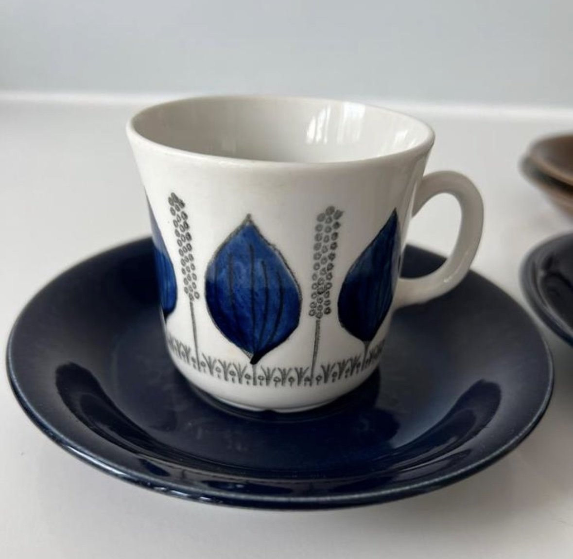 5x Upsala Ekeby Gefle Groblad cup and saucer vintage rare