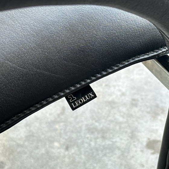 Image 1 of Set of 4 Leolux Cimarrone dining chairs – black leather & chrome