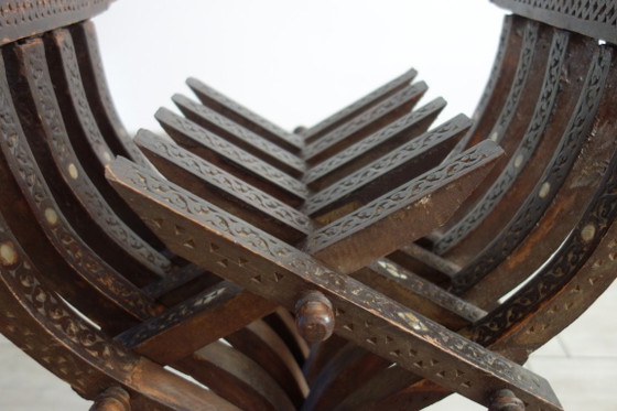 Sedia curule siriana noce e madreperla XIX secolo – Sedie da camera, Legno, Altro (photo 14 of 15)