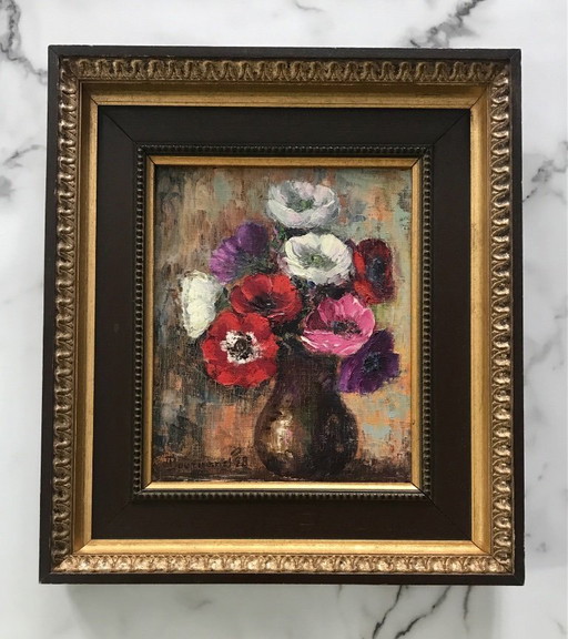 Oil on canvas bouquet of flowers