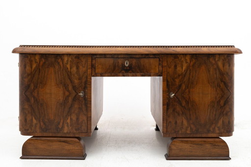 Beeindruckender Art-Déco-Schreibtisch, Polen, ca. 1930.