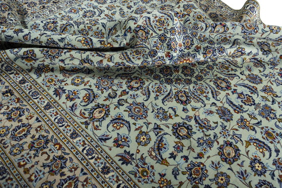 Image 1 of Kashan Kork - Verde pistacchio 412 x 298 cm - Tappeto orientale annodato a mano