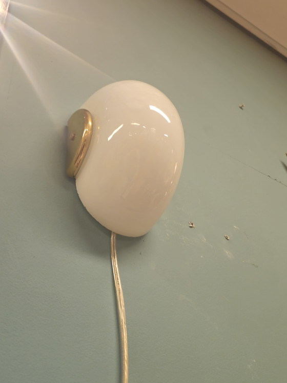 Image 1 of Vintage Murano Wandlamp Plafondlamp Plafonnière Messing Glas