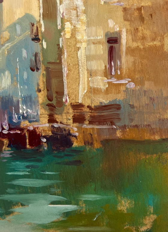 Image 1 of Original Oil Painting Evening City Landscape Venice sunset