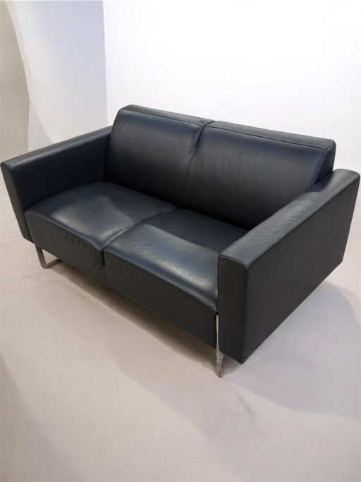 Artifort Mare Black Leather 2-Seater – 2 zitsbanken, Metal, Modern