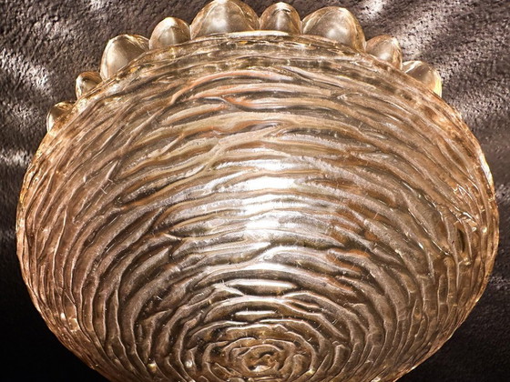 Image 1 of Vintage pair of amber glass wall lamps