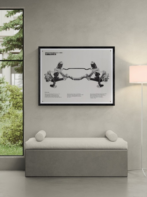 Porsche 928 Hinterachse – 1970s Original Vintage Porsche Poster – Mid-Century Modern – 76x102 cm – Paper (photo 2 of 8)