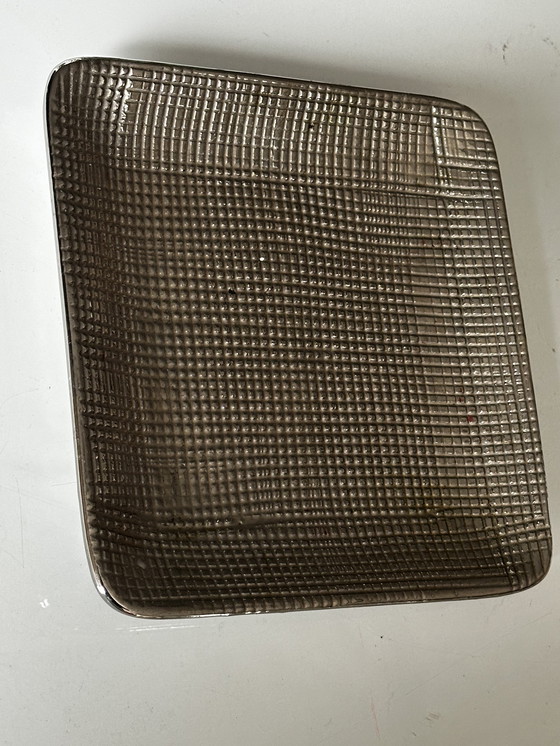 Image 1 of Tasca vuota vintage in ceramica e metallo anni '80 color argento