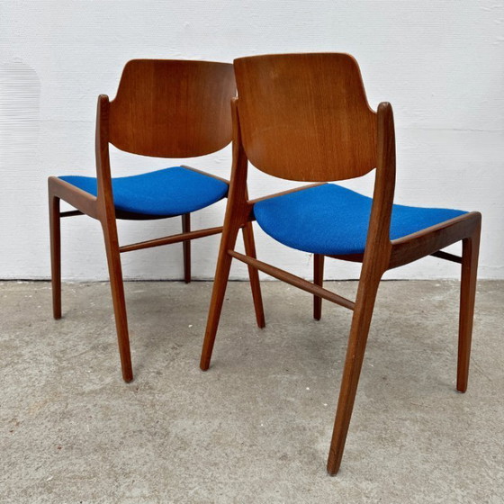 Image 1 of 6 sedie da pranzo di Hartmut Lohmeyer per Wilkhahn - blu, teak