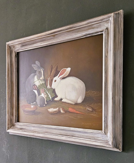 Image 1 of Jan van der Meer (1942-2024) Cinq lapins avec une feuille de chou