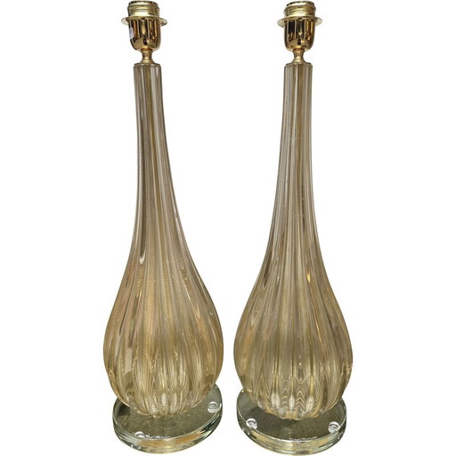Par de lámparas vintage de cristal de Murano de Toso