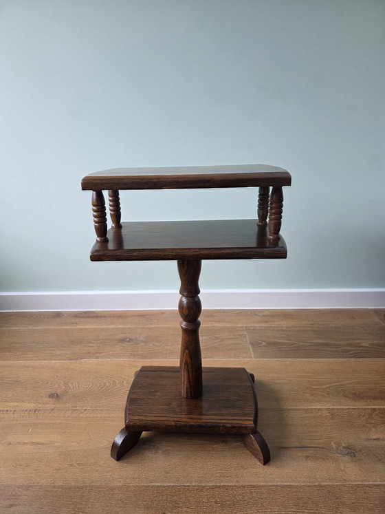Image 1 of Vintage boeken- en bijzettafel eikenhout