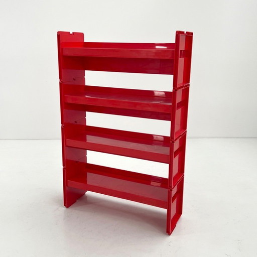 Rode modulaire Jeep-boekenkast van De Pas, D'Urbino en Lomazzi voor BBB, jaren 70.