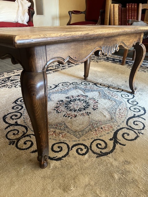 Table basse vintage ancienne classique bois avec moulures