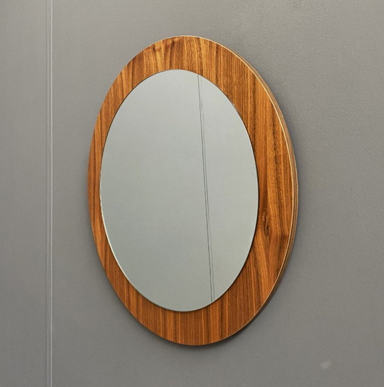 Image 1 of round wood mirror 