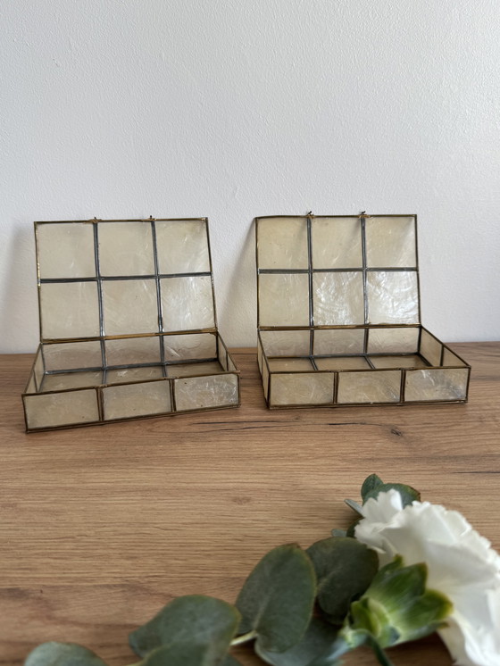 Image 1 of Set di 2 scatole in ottone madreperla