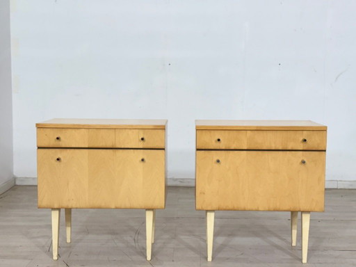 2x comodini Mid-Century, comodini, tavolini laterali, vintage