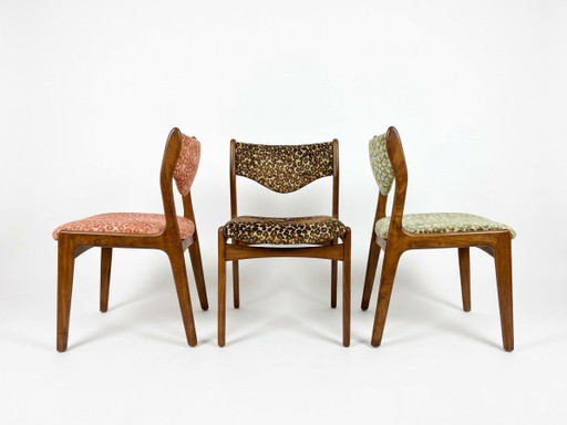 3 Mahjongg Stühle Leopardenmuster neu gepolstert