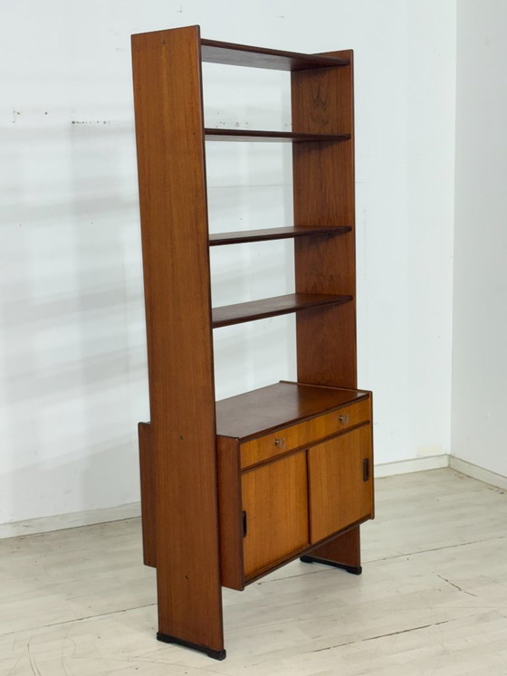 Image 1 of Système d'étagères en teck style années 50 / Bibliothèque en teck / Étagère haute années 60 / Étagère murale vintage / Étagère e