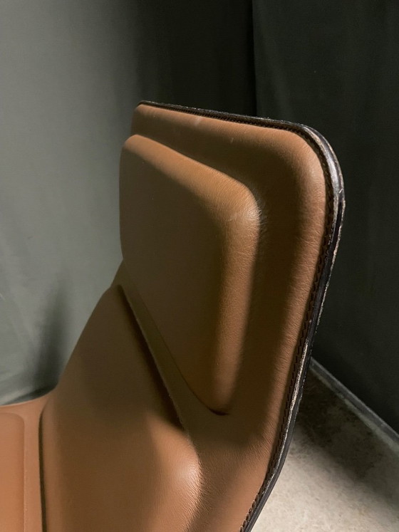Lounge Sessel, braunes Kunstleder und Metall, Cappellini, Modern (Foto 3 von 5)