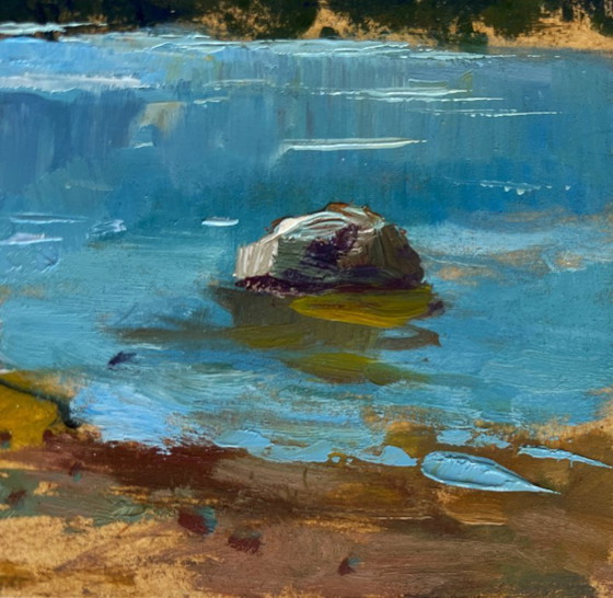 Image 1 of Original Oil Painting Summer River Landscape Summer harmony of water and sky