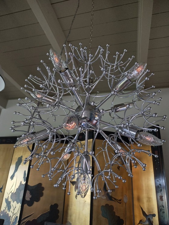Grande lampadario vintage Gaetano Sciolari 'Dandelion' (52 cm) - Completamente ricablato, con messa a terra (photo 4 of 16)