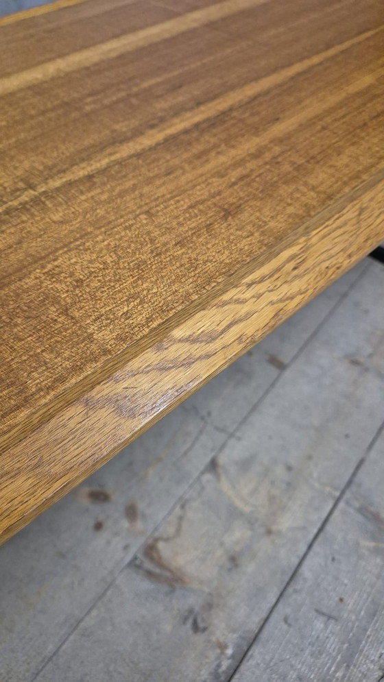 Image 1 of Vintage Rectangular Coffee Table with Wooden Top and Black Metal Base, 1960s