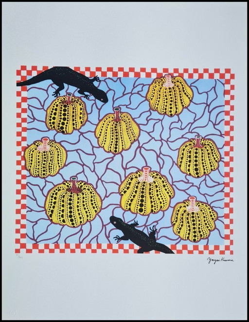 Nach Yayoi Kusama, Schwarze Eidechsen, Lithografie, 1990er Jahre