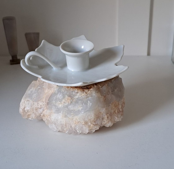Unique nice white candle holder in the shape of an oak leaf.🕎 – Table accessories, Porcelain (photo 5 of 14)
