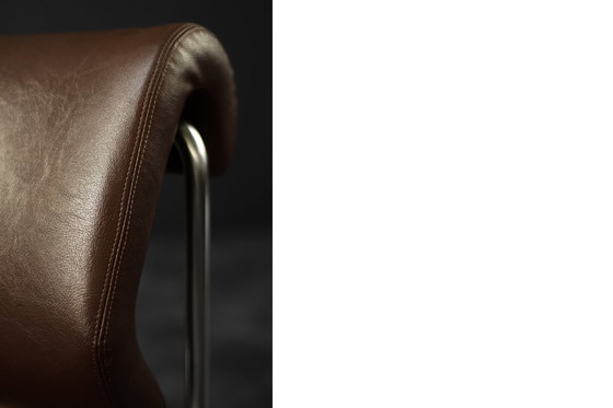 Image 1 of Divano da salotto a 2 posti con struttura in acciaio marrone, vintage metà secolo, Germania moderna, anni '70