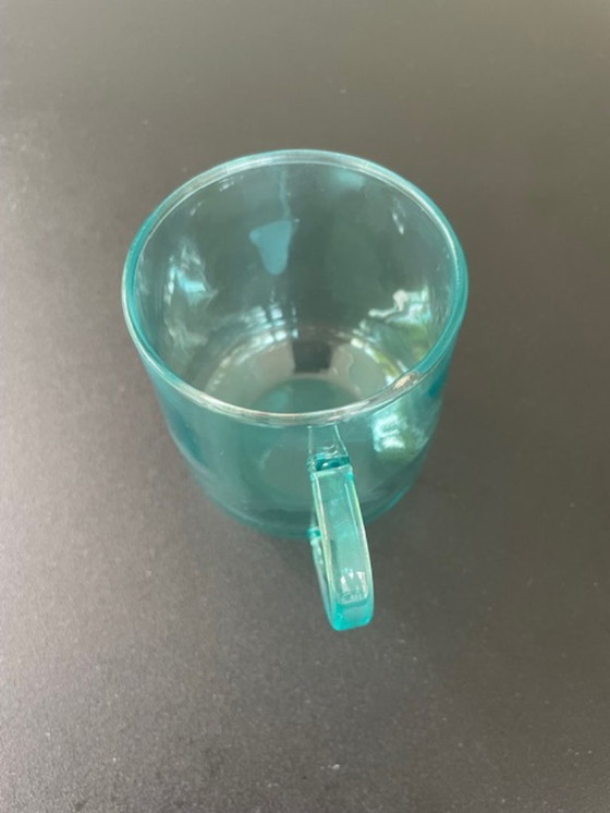 Image 1 of Ensemble de 5 tasses en verre turquoise soufflé à la bouche