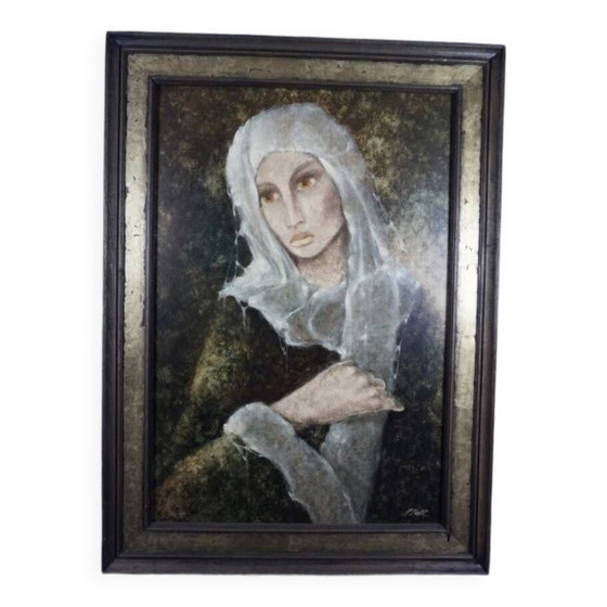 P.Petit. Portrait of the girl. – Paintings & Drawings, Wood (photo 6 of 6)