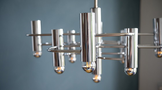 Image 1 of Vintage chroom kroonluchter door Gaetano Sciolari