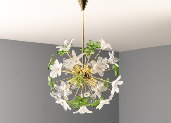 Image 1 of Sculptural Floral Glass Chandelier, Czechoslovakia, 1970s–1980s