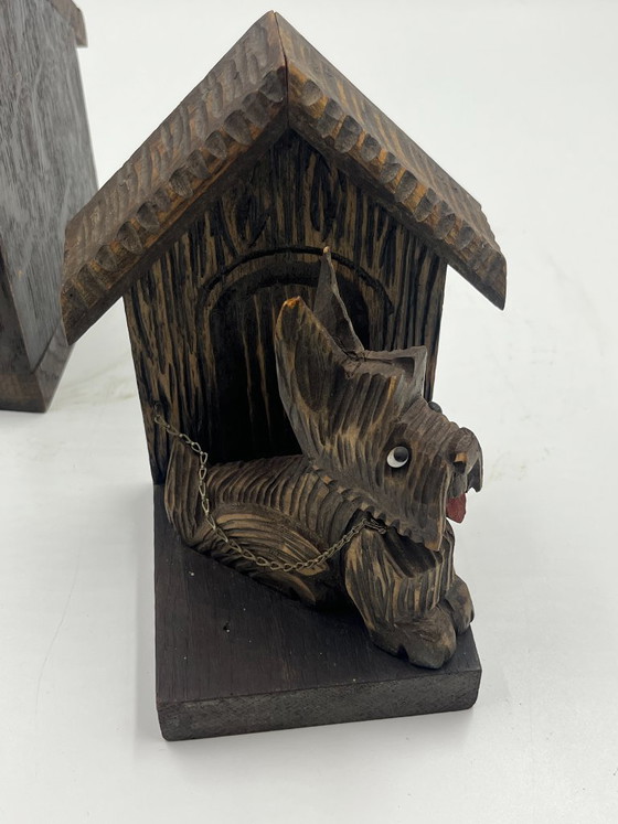 Paar "Scottish Terrier" Buchstützen aus geschnitztem Holz, Dekorative Objekte, Metall, Braun (Foto 3 von 10)