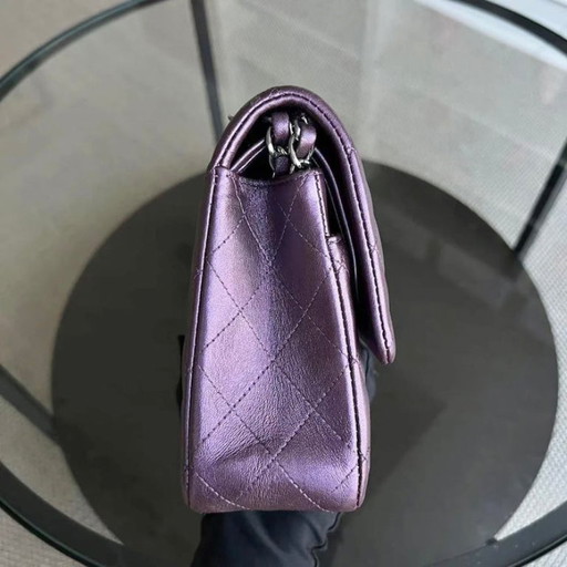 Chanel Classic Flap Quilted Lambskin Purple Silver Hardware Series 24